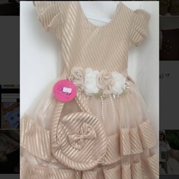 لباس بچگانه لباس مجلسی دخترانه همراه با کیف و تل کیفیت عالی زیباتر از عکس
