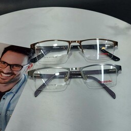 فریم عینک طبی زنانه مردانه مارک کررا مدل نیم فریم گریف فلزی دسته کائوچو سیم کشی شده عینک طبی قیمت مناسب عینک تخفیف خورده