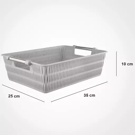 سبد طرح بامبو دسته استیل سایز 2 (متوسط) لیمون