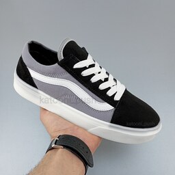 کفش ونس زنانه  vans old skool مشکی طوسی 37 تا 40 ( کفش ونس - کتونی اسپرت - کفش اسپرت - کفش زنانه - کتونی زنونه )