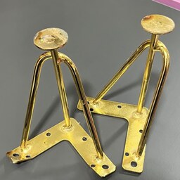 پایه مبل و میز فلزی طلایی - مدل ال و سه پیچ