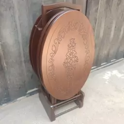 میز عسلی چهارتیکه تاشو بیضی CNC فروش به صورت نقد و اقساط چوب راش گرجستان ضمانت 36 ماهه بسیار شیک و زیبا 