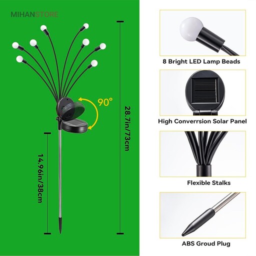چراغ خورشیدی باغچه مدل گل شب تاب