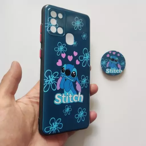 قاب طرحدار براق stitch پاپ سوکت دار گوشی سامسونگ A21s