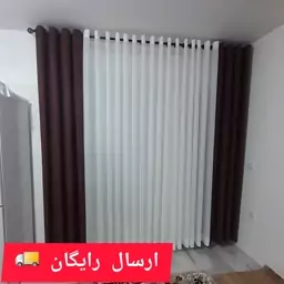 پرده پذیرایی ست کامل پنجره 2.5 متری مخمل شانل و حریر ساده