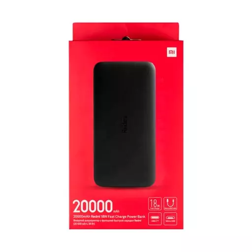 پاوربانک شیائومی مدل Redmi ظرفیت 20000 میلی آمپرساعت به همراه کابل تبدیل microUSB