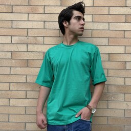 تیشرت مردانه سبز ساده جنس پنبه دارای سایز بندی