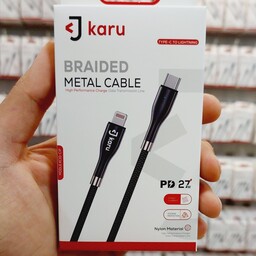 کابل کنفی 5آمپر تایپ سی به لایتنینگ   از برند کارو با 8 ماه گارانتی TYPE-C to LIGHTNING Data Cable model  KARU KC10-CIP