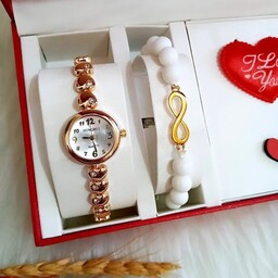 ساعت و دستبند دخترانه همراه جعبه هدیه زیبا  و باتری  