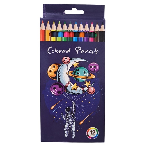 مداد رنگی 12 رنگ جعبه مقوایی طرح فضانورد 