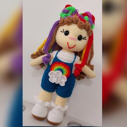 عروسک بافتنی دختر رنگین کمان 