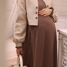 مانتو کت سارافون بارداری  زنانه مدل هانا جنس کرپ و ژاکارد سایز 36 تا 56