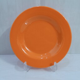 بشقاب خورشت خوری ملامین رنگی نارنجی مارک شیرکوه یزد دارای استاندارد سایز 21.5 یک عدد