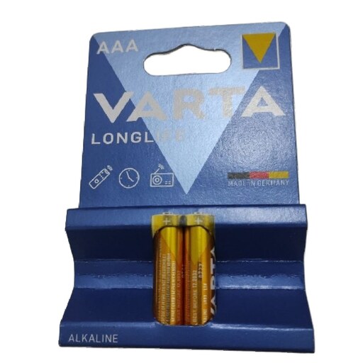باتری نیم قلمی وارتا  آلکالاین مدل LONGLIFE بسته دو عددی ساخت کشور آلمان