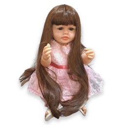 عروسک سیلیکونی دختر بچه پیراهن صورتی 50سانتی