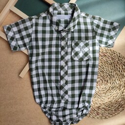 بادی پیراهنی نوزادی پسرانه مناسب 1 تا 2 سال نخ پنبه - زیر دکمه و جلو دکمه - برند کانگورو KANGOURO 