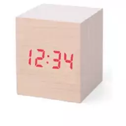 ساعت رومیزی دیجیتال مدل WOODEN CLOCK مکعبی طرح چوبی