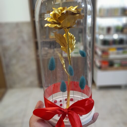 حباب فلکسی با رز گلکسی طلایی ارتفاع 24سانت