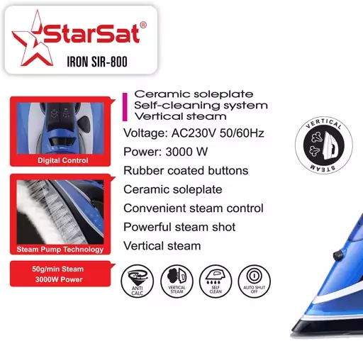 اتوبخار استارست  Starsat مدل SIR-800 SteamGlide Pro Iron