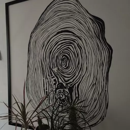 نقاشی روی بوم طرح wood print با قاب مشکی