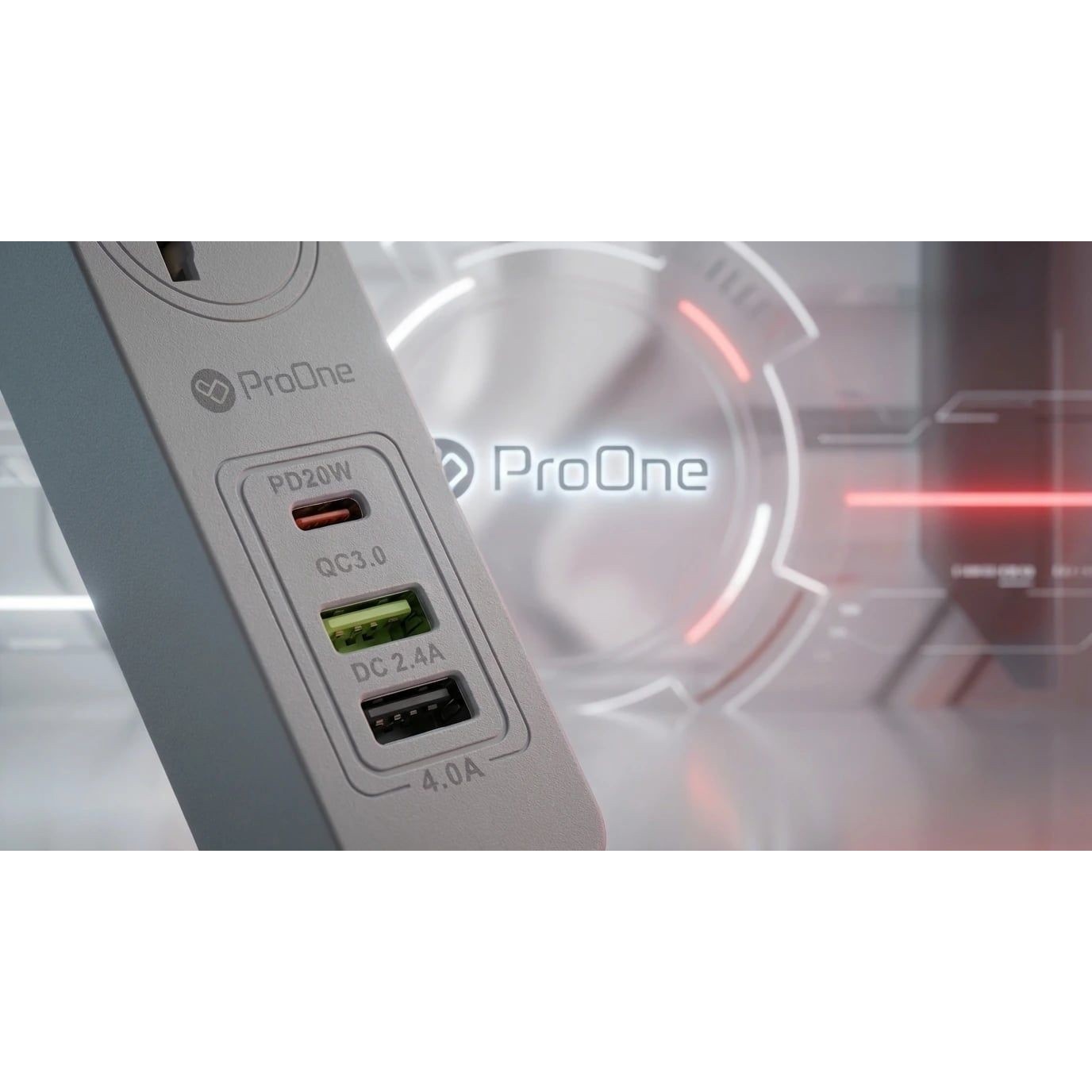 چند راهی برق پرووان مدل ProOne PPS615 سه راهی برق با شارژ سریع USB و Type-C