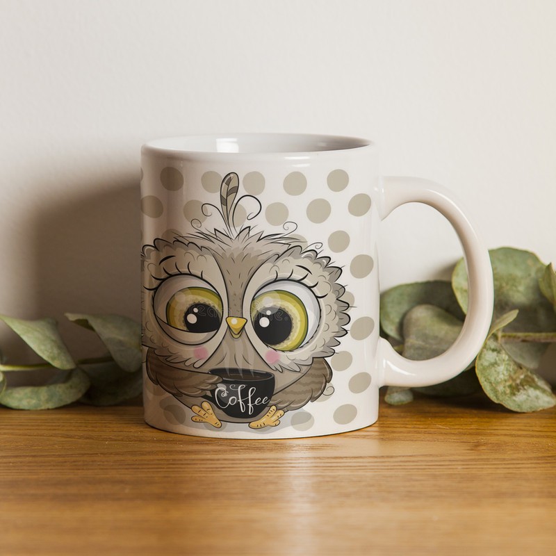 ماگ هومر ماگ مدل جغد پیر طرح coffee