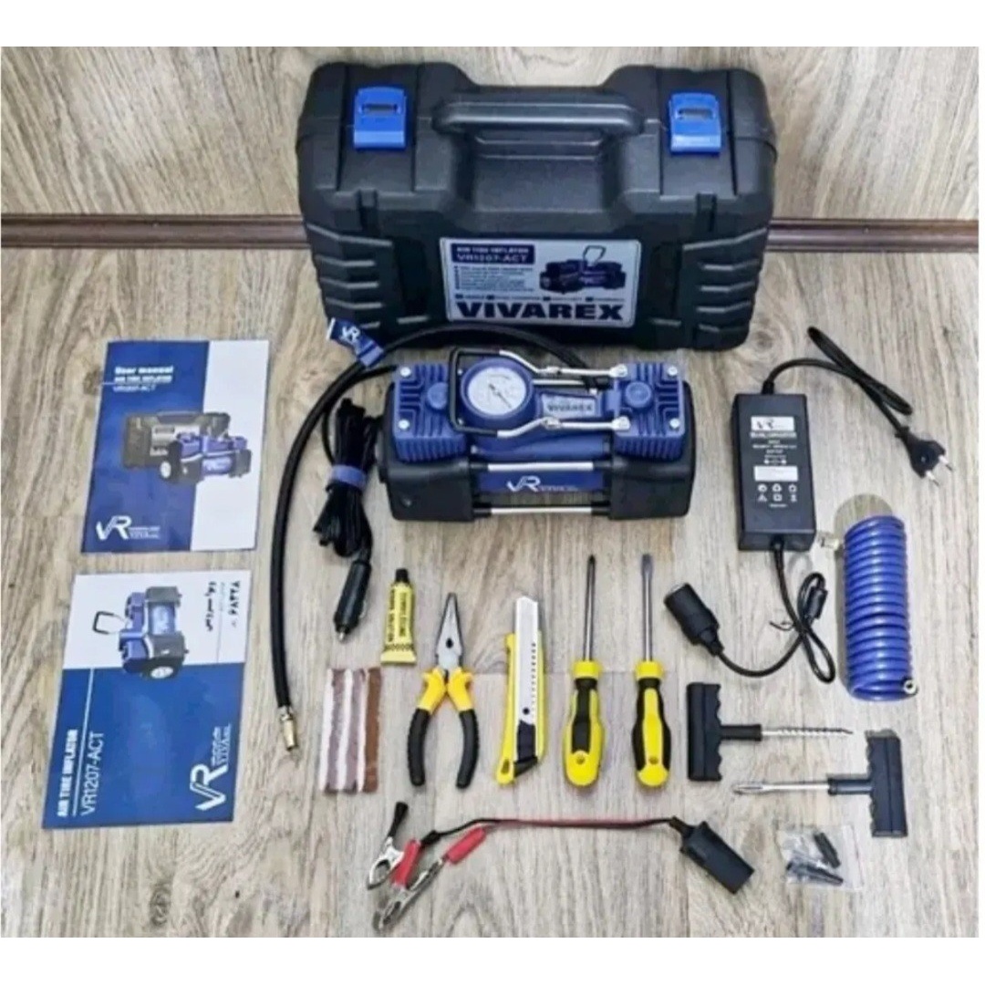کمپرسور فندکی دو سیلندر ویوارکس مدل VR1207-ACT با لوازم کامل