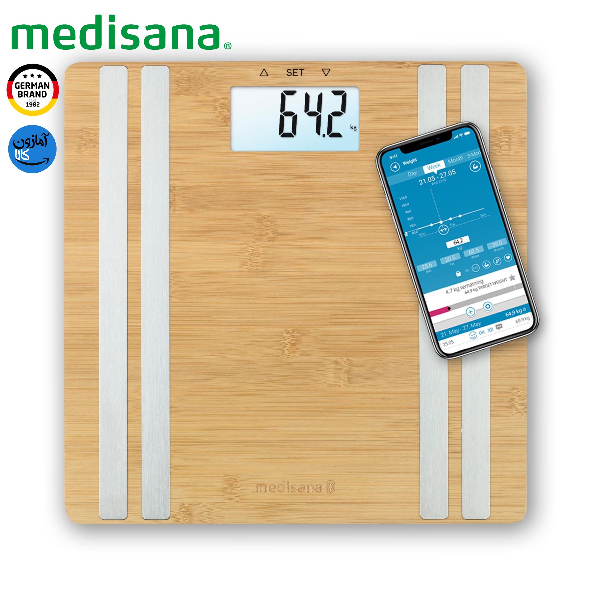 ترازوی دیجیتالی هوشمند بامبو مدیسانا آلمان مدل BS 550 Connect