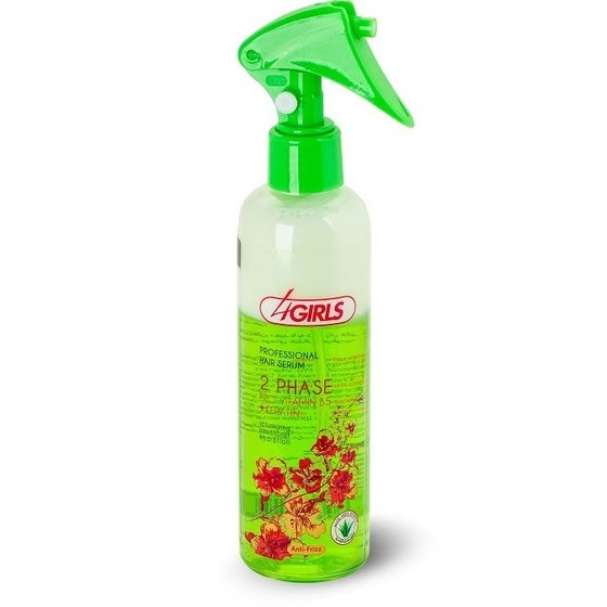 اسپری دوفاز ضدوز فورگرلز ا 4Girls 2 phase Professional Hair Serum vitamin B5 Keratin-250ml