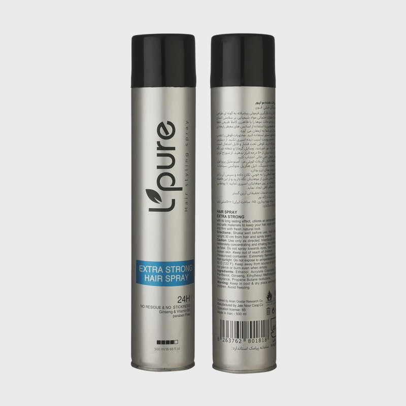 اسپری حالت دهنده مو لپیور Lpure مدل Extra Strong حجم 500 میلی لیتر
