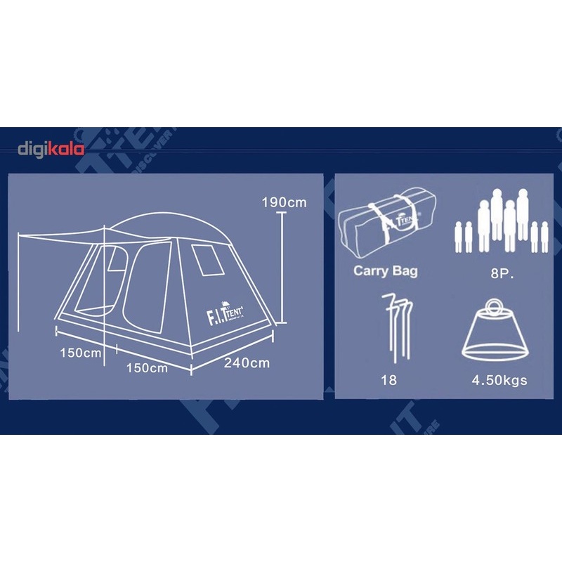 چادر 8 نفره اف آی تی تنت مدل Double Roof T40
