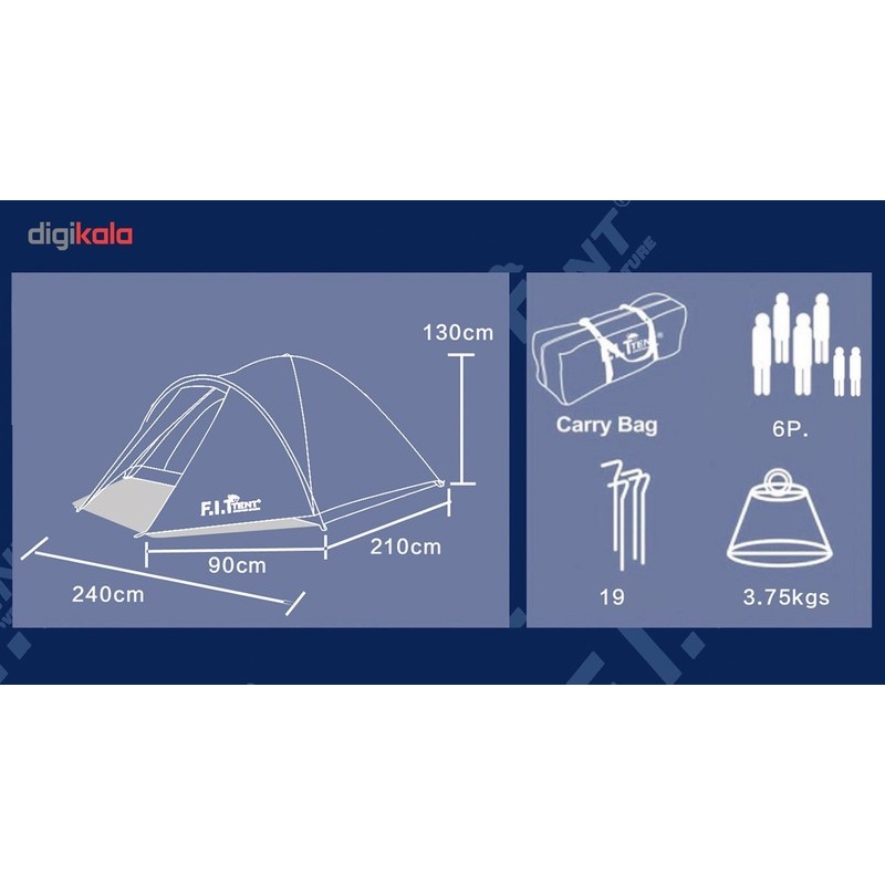 چادر مسافرتی 6 نفره اف آی تی تنت مدل Double Roof T16