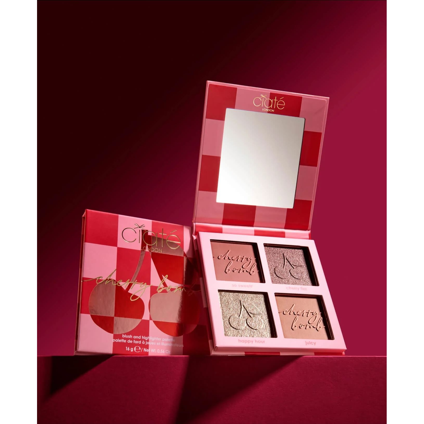 پلت رژگونه ، هایلایتر و برانزر سیاته لاندن Ciate London Cherry Bomb Blush and Highlighter Palette
