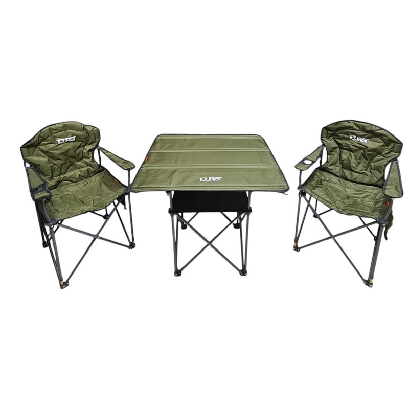 میز و صندلی سفری تاشو 2 نفره آریو مجموعه 3 عددی مشکی – قرمز