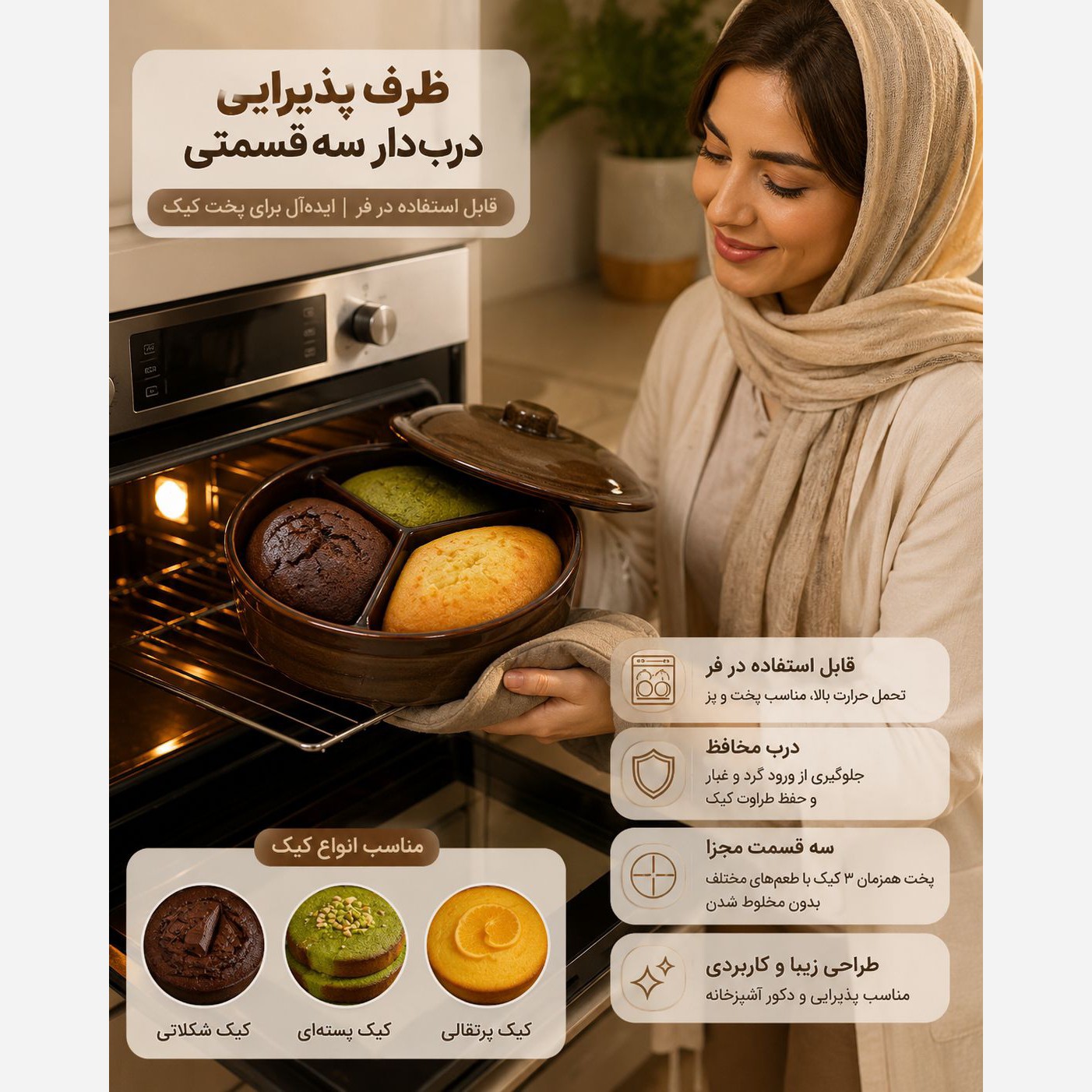 اردو خوری سه قسمتی درب دار سرامیکی