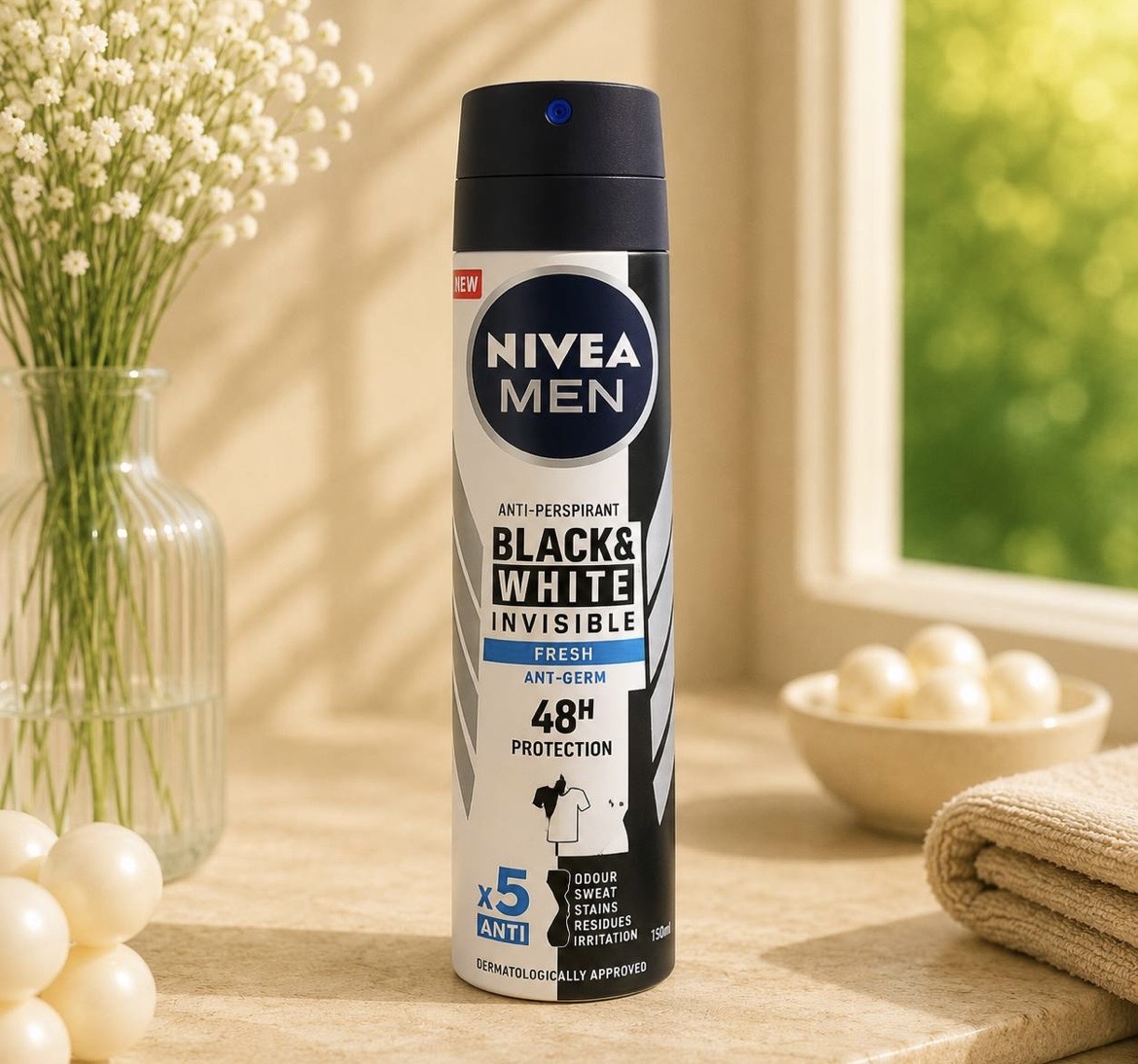 اسپری مردانه نیوآ اورجینال مدل Black White invisible fresh