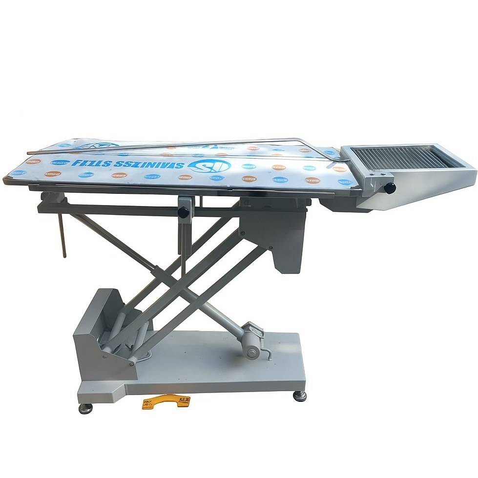 تخت جراحی v شکل همراه سینی دندانپزشکی پایه قیچی برقی تک موتوره ا Veterinary surgical table