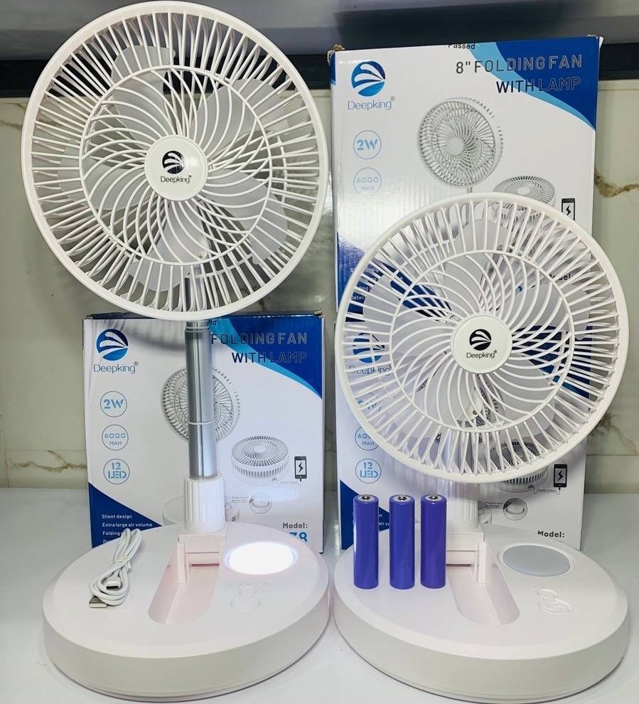 پنکه شارژی تاشو 8 اینچ دیپ کینگ مدل Deepking DK-138 به همراه چراغ مطالعه و پاوربانک
