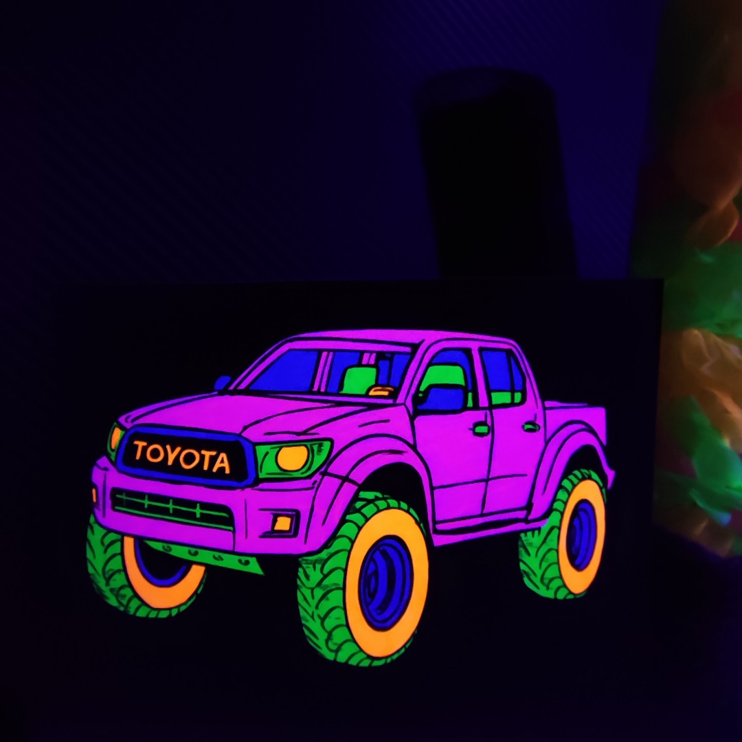 تابلو بلک لایت طرح ماشین دو Blacklight