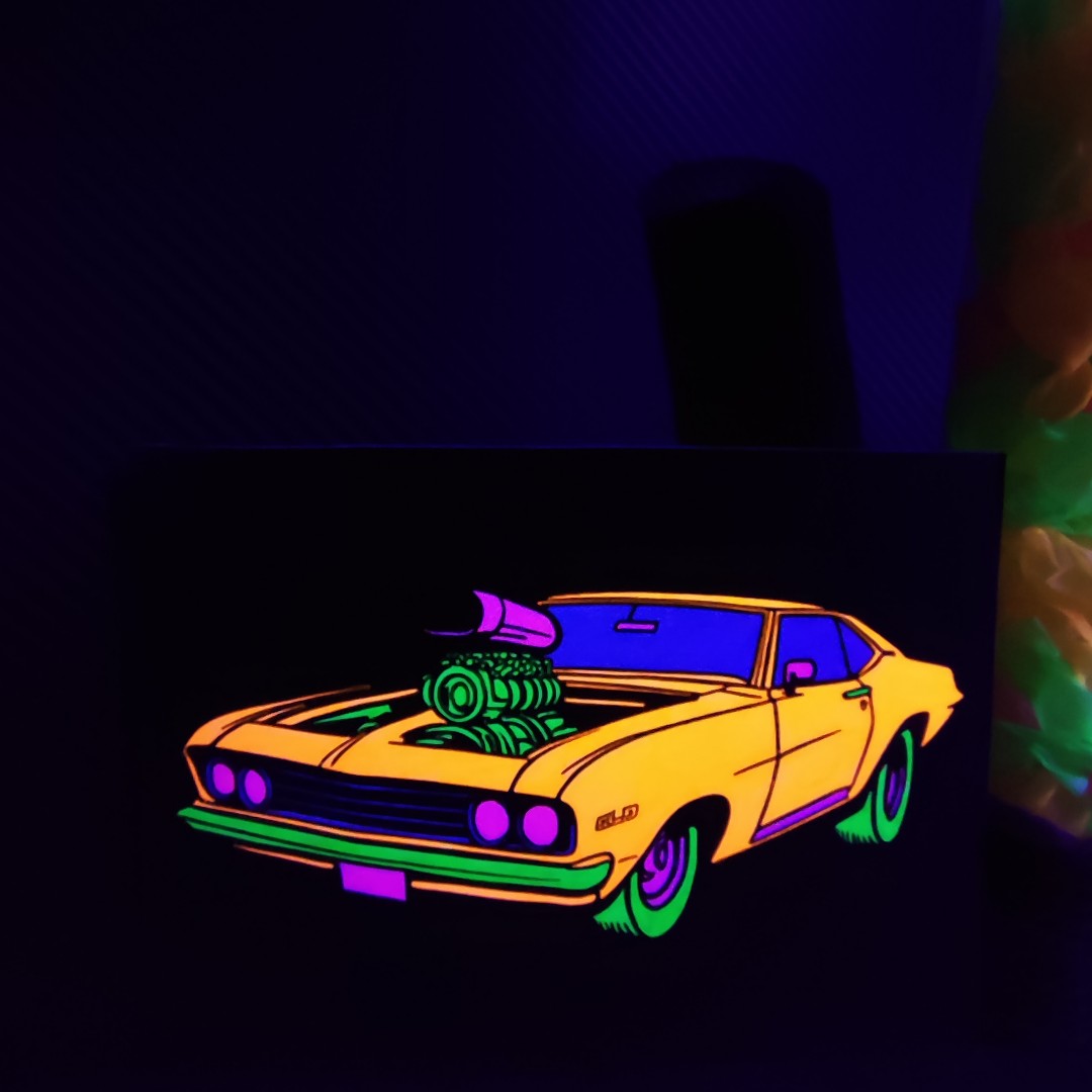 تابلو بلک لایت طرح ماشین یک Blacklight