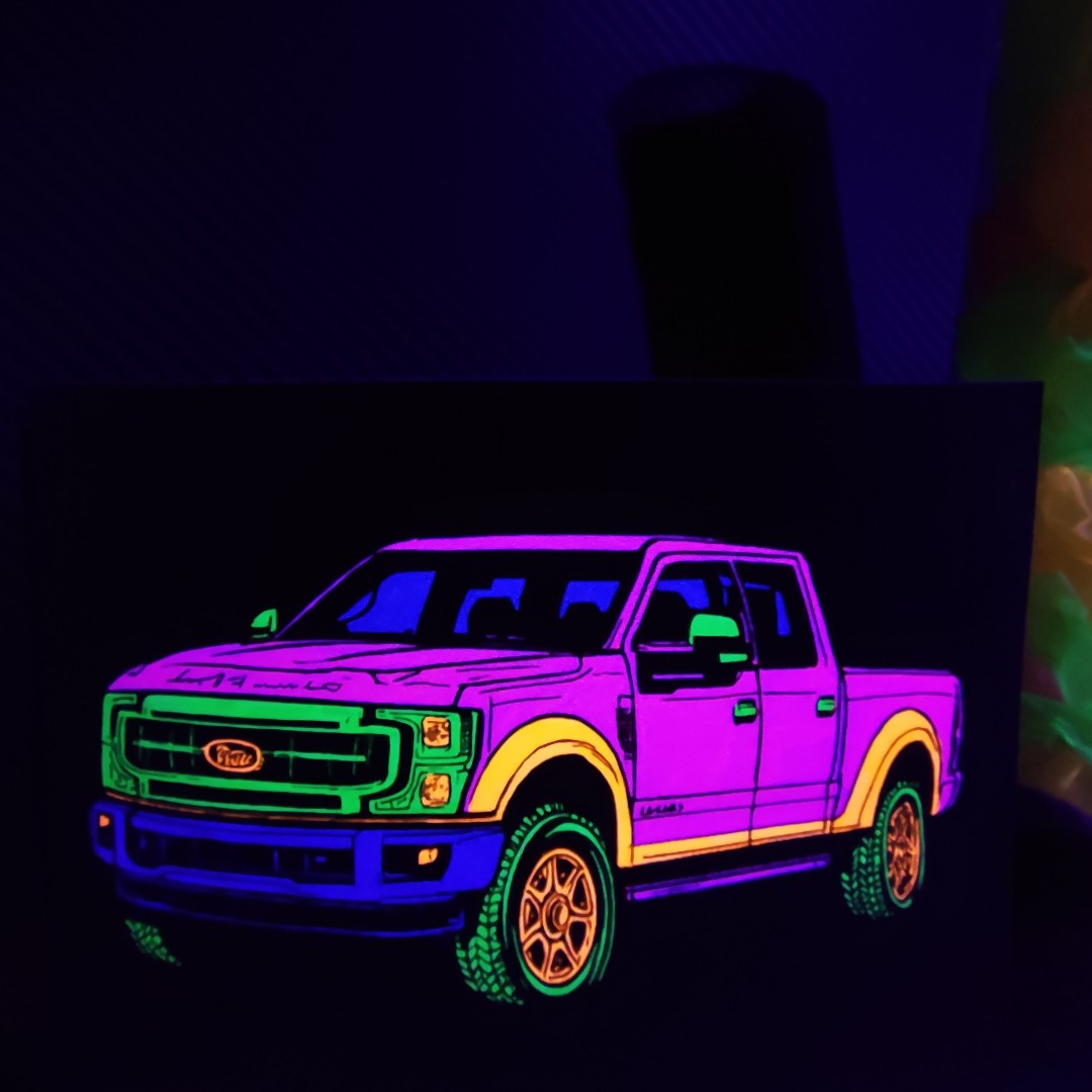 تابلو بلک لایت طرح ماشین شش Blacklight