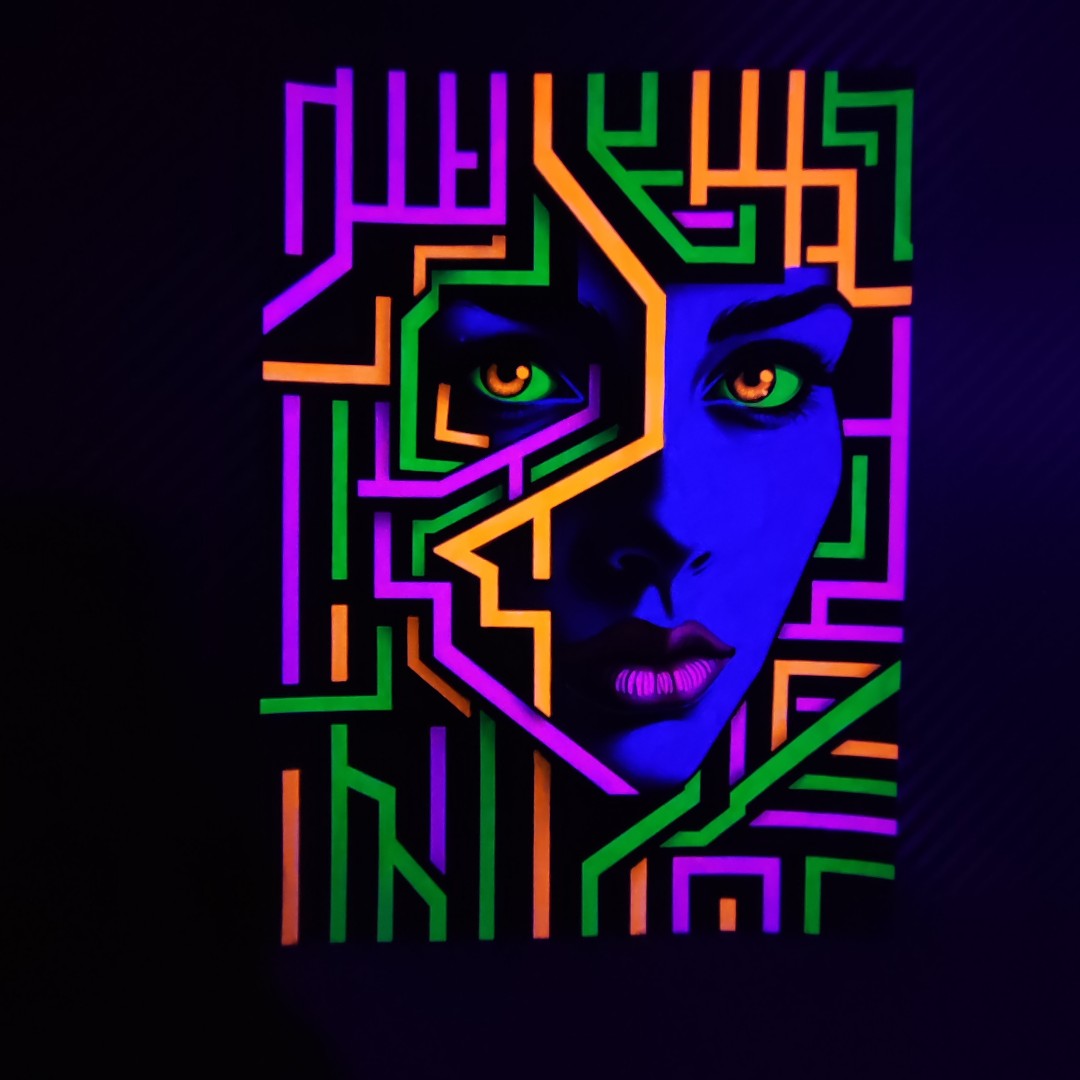 تابلو بلک لایت طرح دختر شماره دو Blacklight