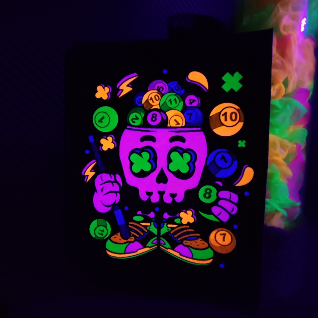 تابلو بلک لایت طرح بیلیارد شش Blacklight