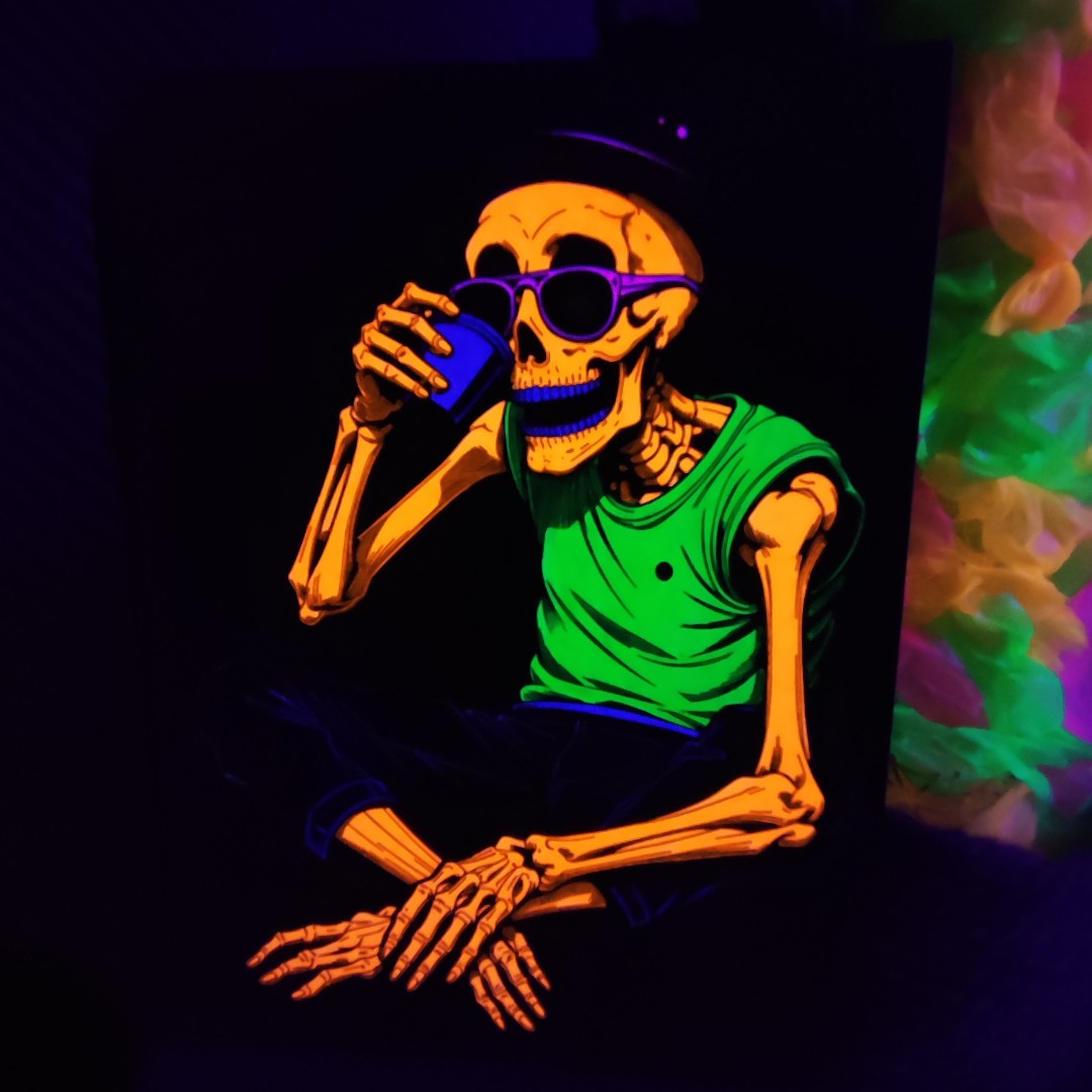 تابلو بلک لایت طرح اسکلت دو Blacklight