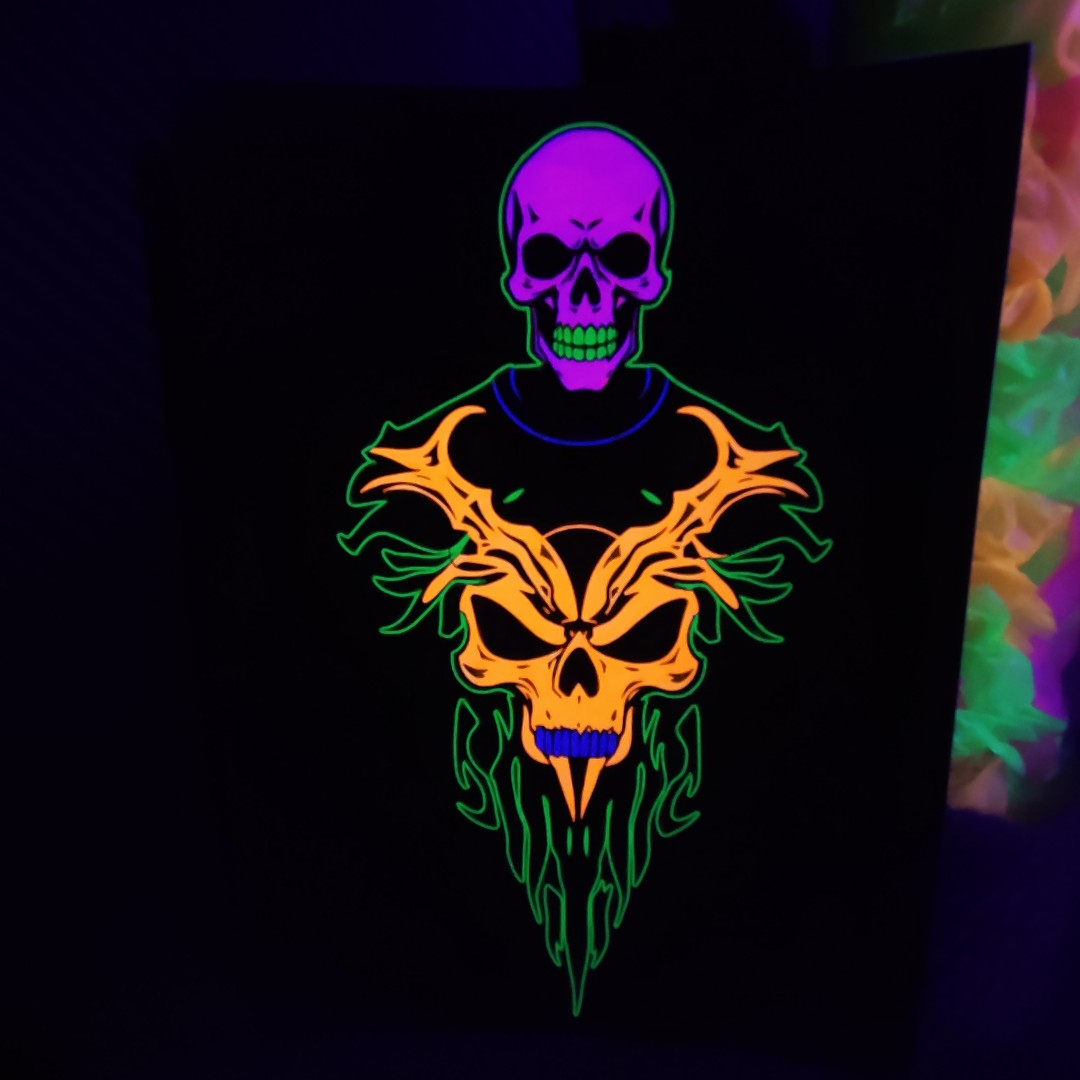 تابلو بلک لایت طرح اسکلت سه Blacklight