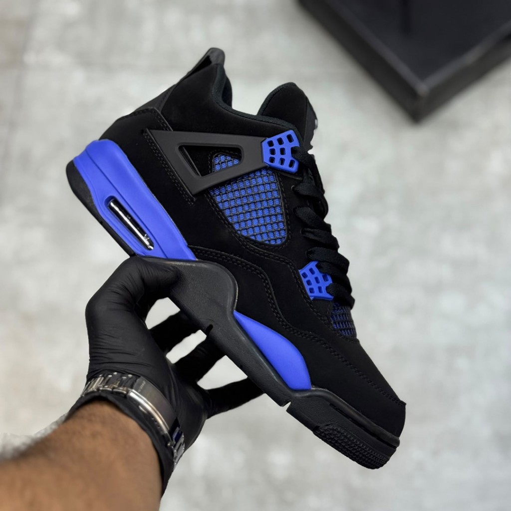 ایر جردن 4 Air Jordan 4 Retro Black Blue Thunder