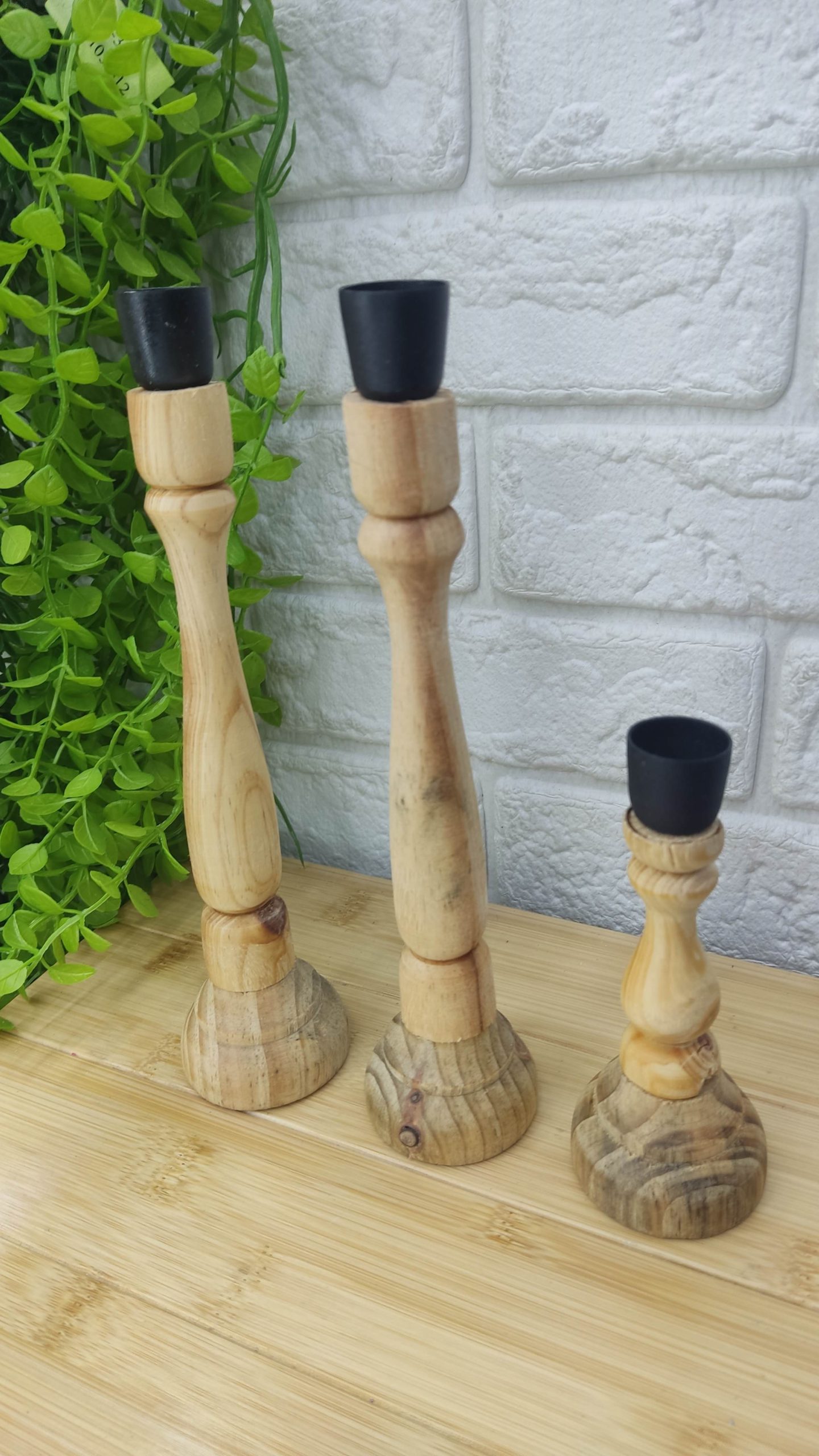 جا شمعی سه سایز چوبی