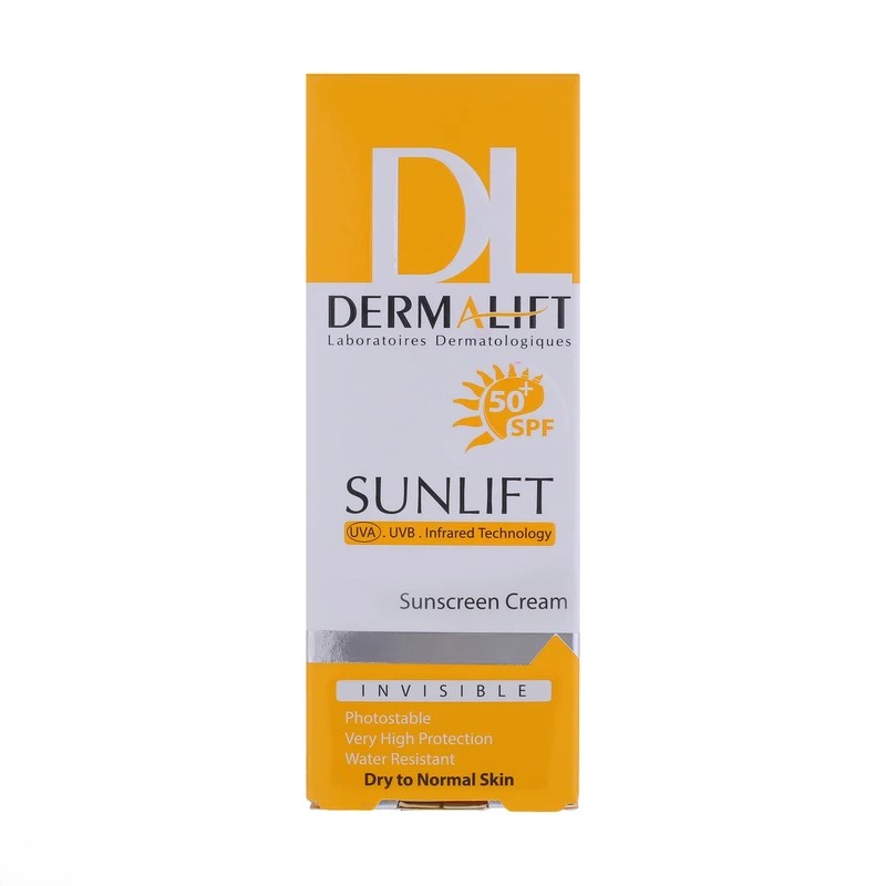ضد آفتاب بی رنگ درمالیفت مناسب پوست خشک و معمولی +SPF50