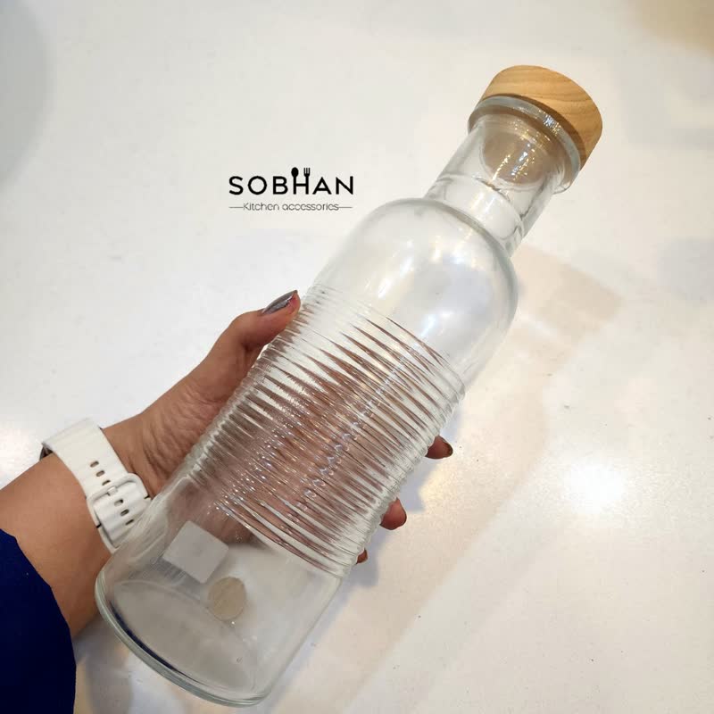 بطری شیشه ای درب چوبی