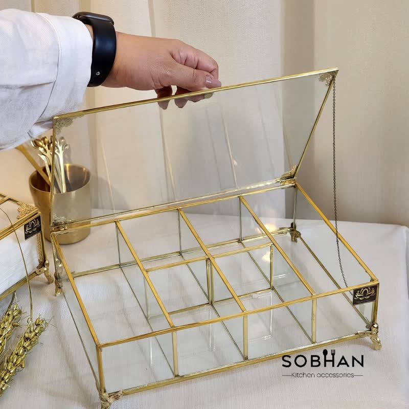 جعبه تی بگ 6 خانه برنجی